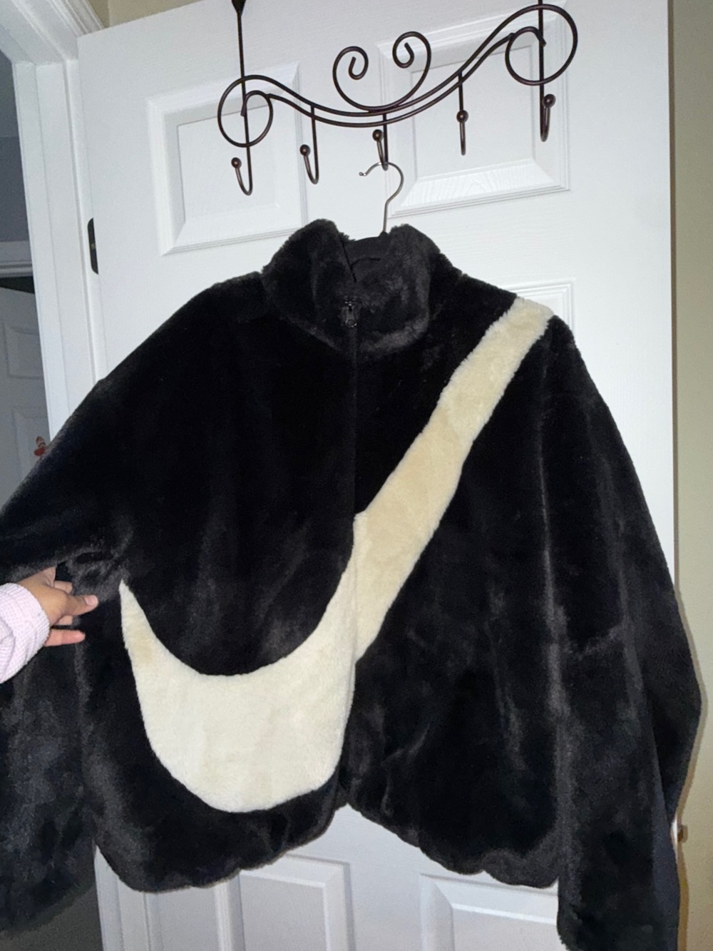 Nike Black Teddy Jacket with Cream Swoosh